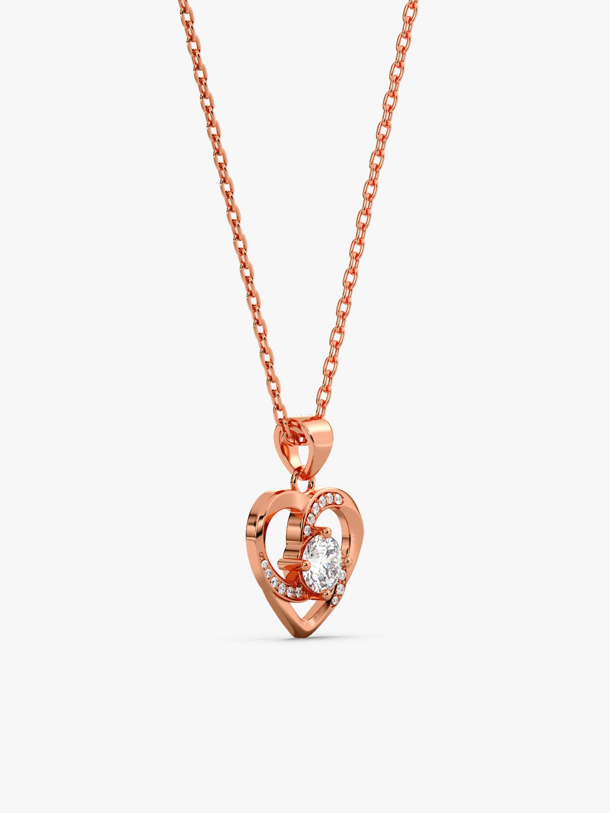 Rose Gold Swirl Heart Pendant with Link Chain