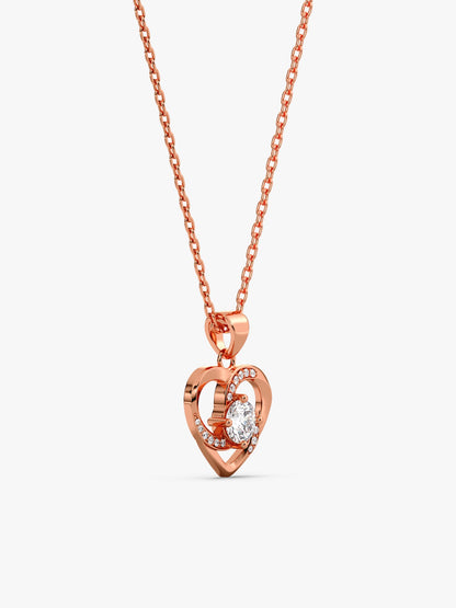 Rose Gold Swirl Heart Pendant with Link Chain