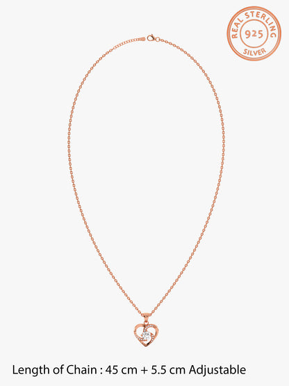 Rose Gold Swirl Heart Pendant with Link Chain