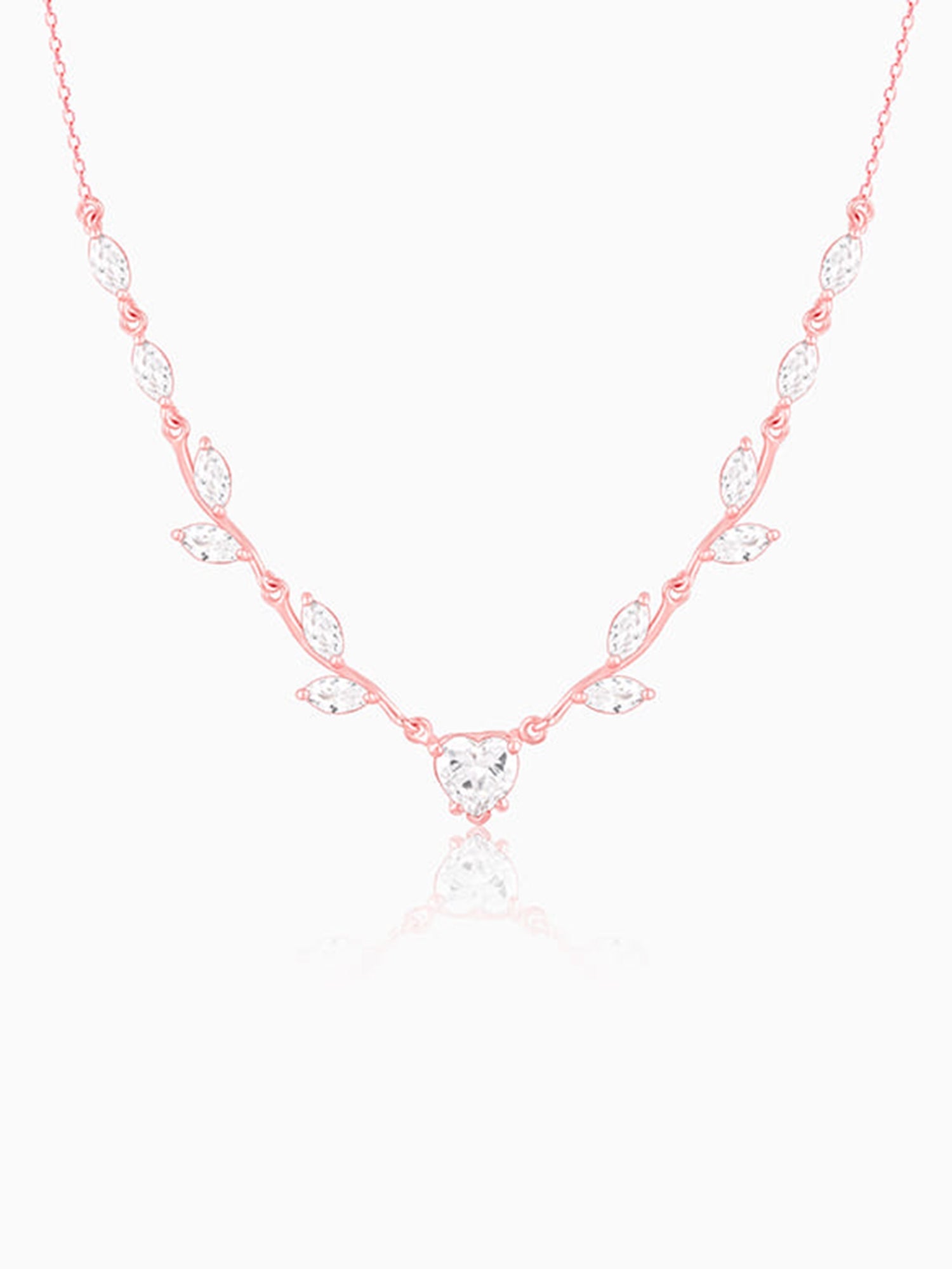 Rose Gold Leafy Heart Necklace