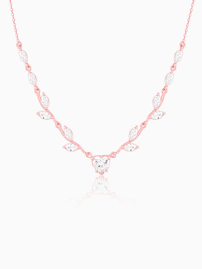 Rose Gold Leafy Heart Necklace