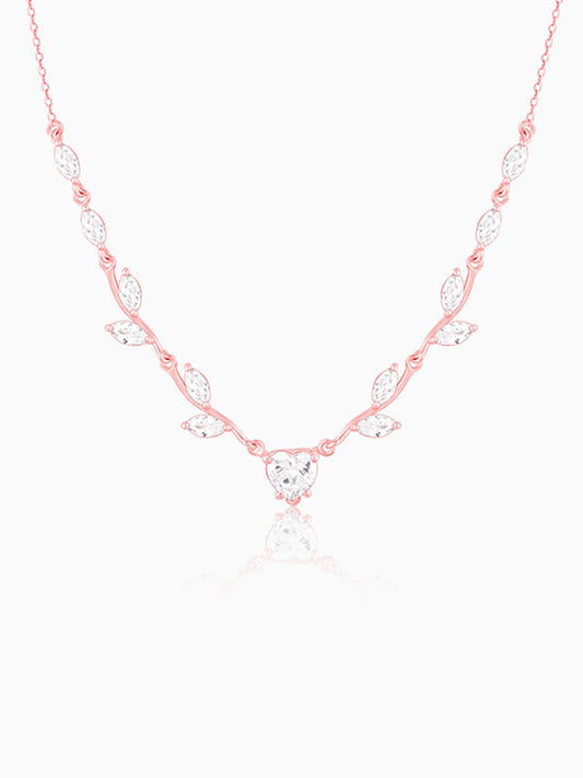 Rose Gold Leafy Heart Necklace