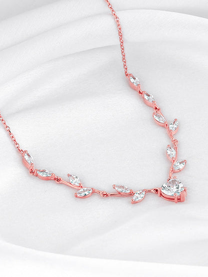 Rose Gold Leafy Heart Necklace