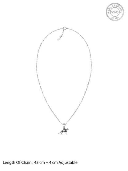 Silver Cheetah Pendant with Link Chain