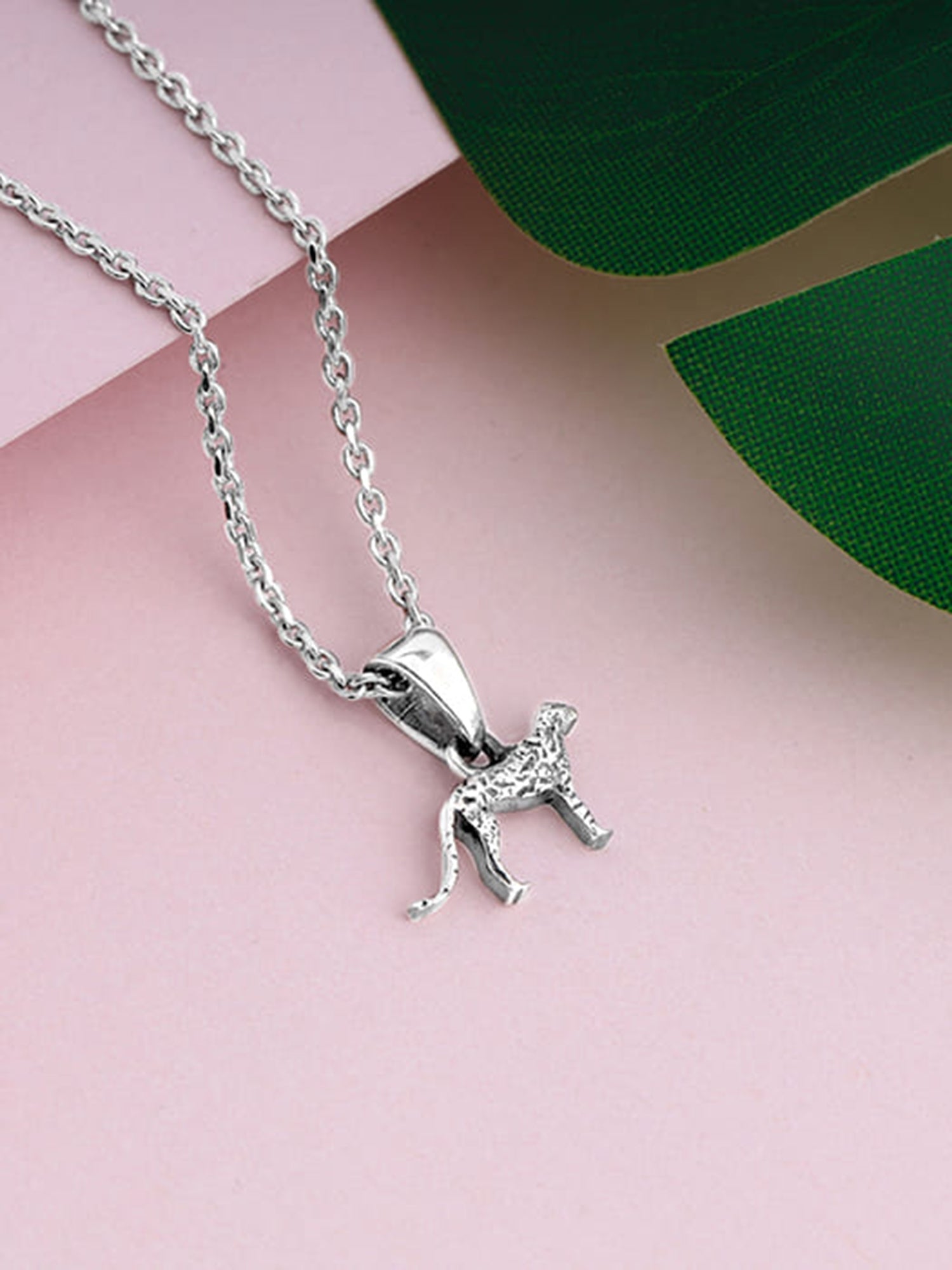 Silver Cheetah Pendant with Link Chain