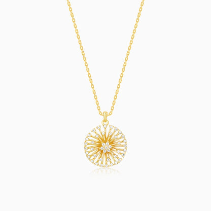 Golden Dandelion Pendant With Link Chain