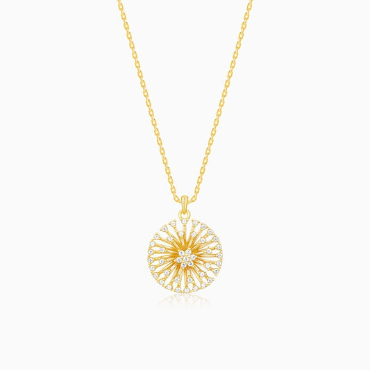 Golden Dandelion Pendant With Link Chain