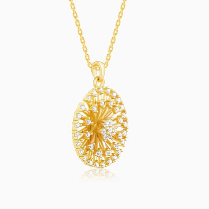 Golden Dandelion Pendant With Link Chain