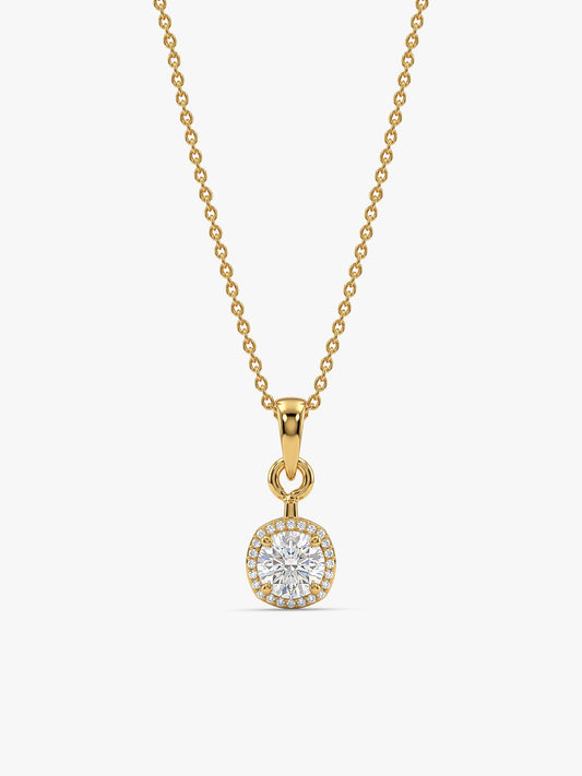 Golden Classy Solitaire Pendant With Link Chain
