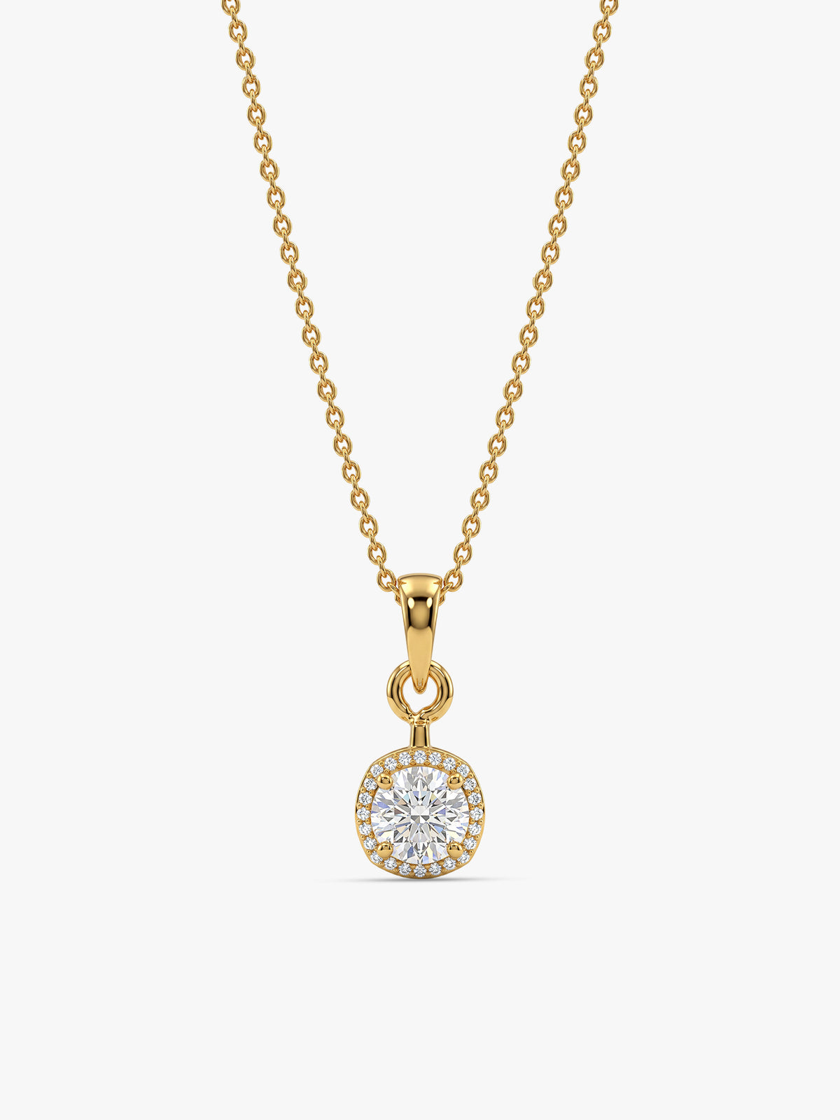 Golden Classy Solitaire Pendant With Link Chain