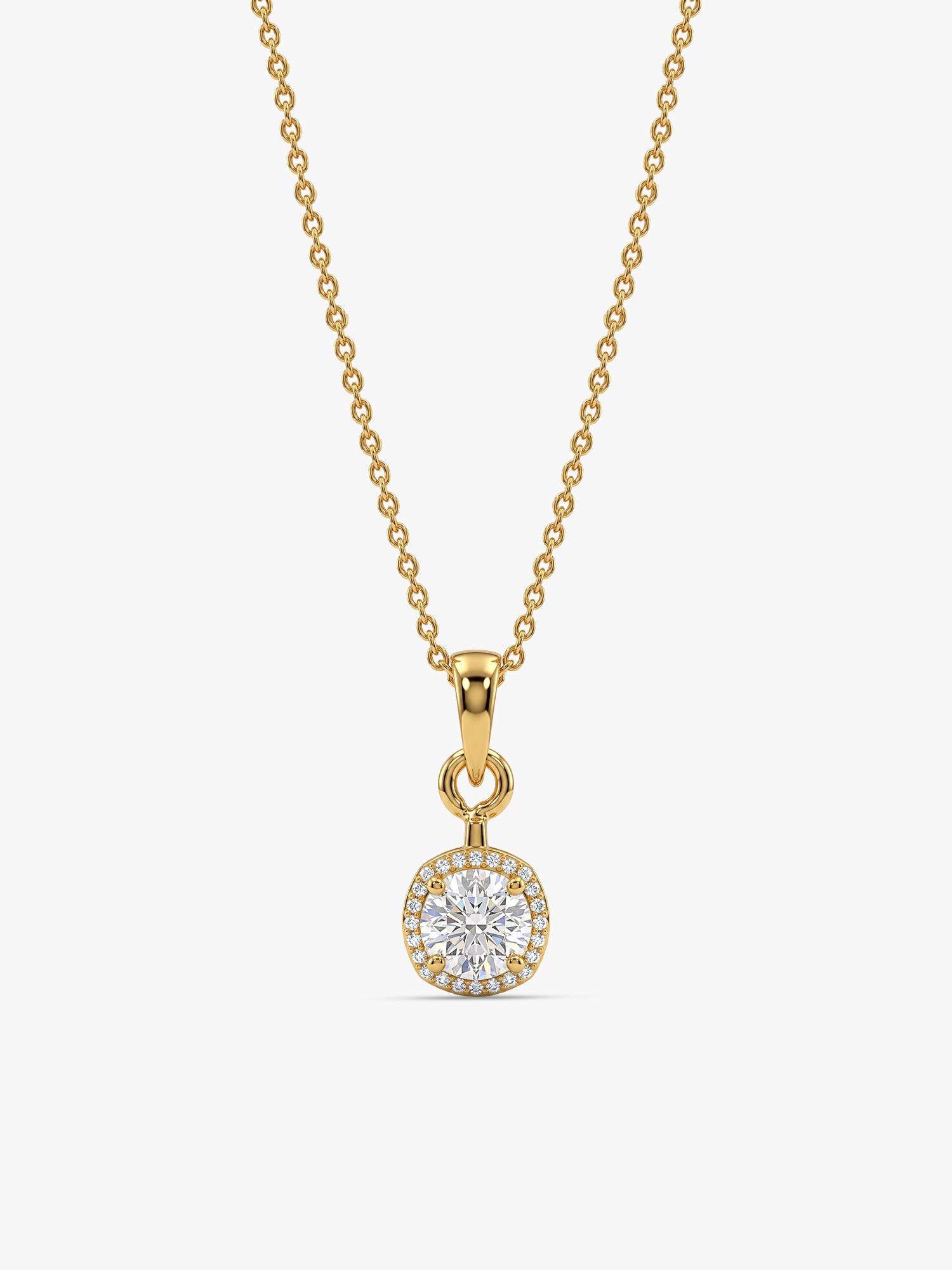 Golden Classy Solitaire Pendant With Link Chain
