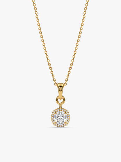 Golden Classy Solitaire Pendant With Link Chain