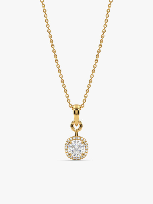 Golden Classy Solitaire Pendant With Link Chain