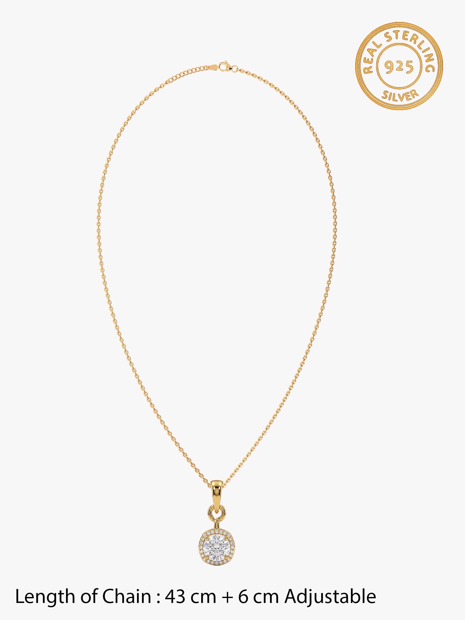 Golden Classy Solitaire Pendant With Link Chain