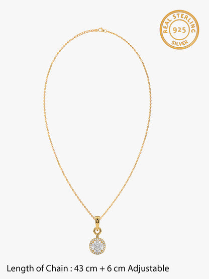 Golden Classy Solitaire Pendant With Link Chain