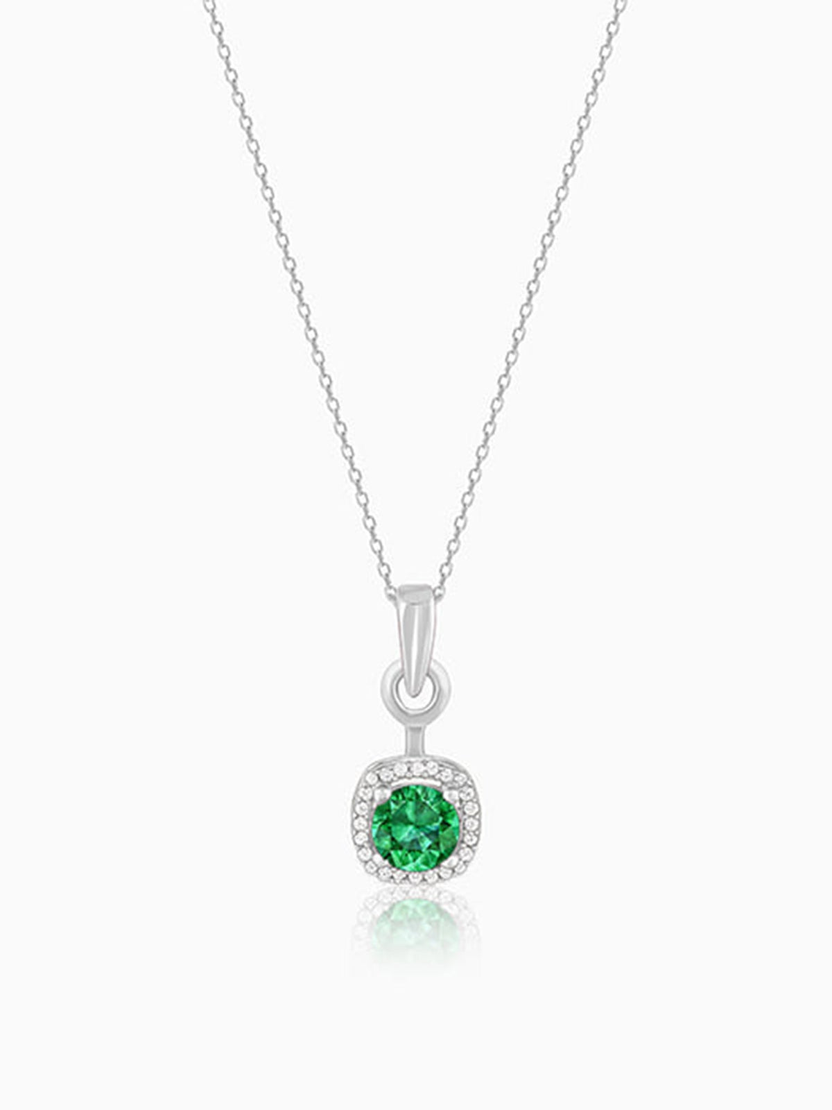 Silver Green Galaxy Pendant With Link Chain