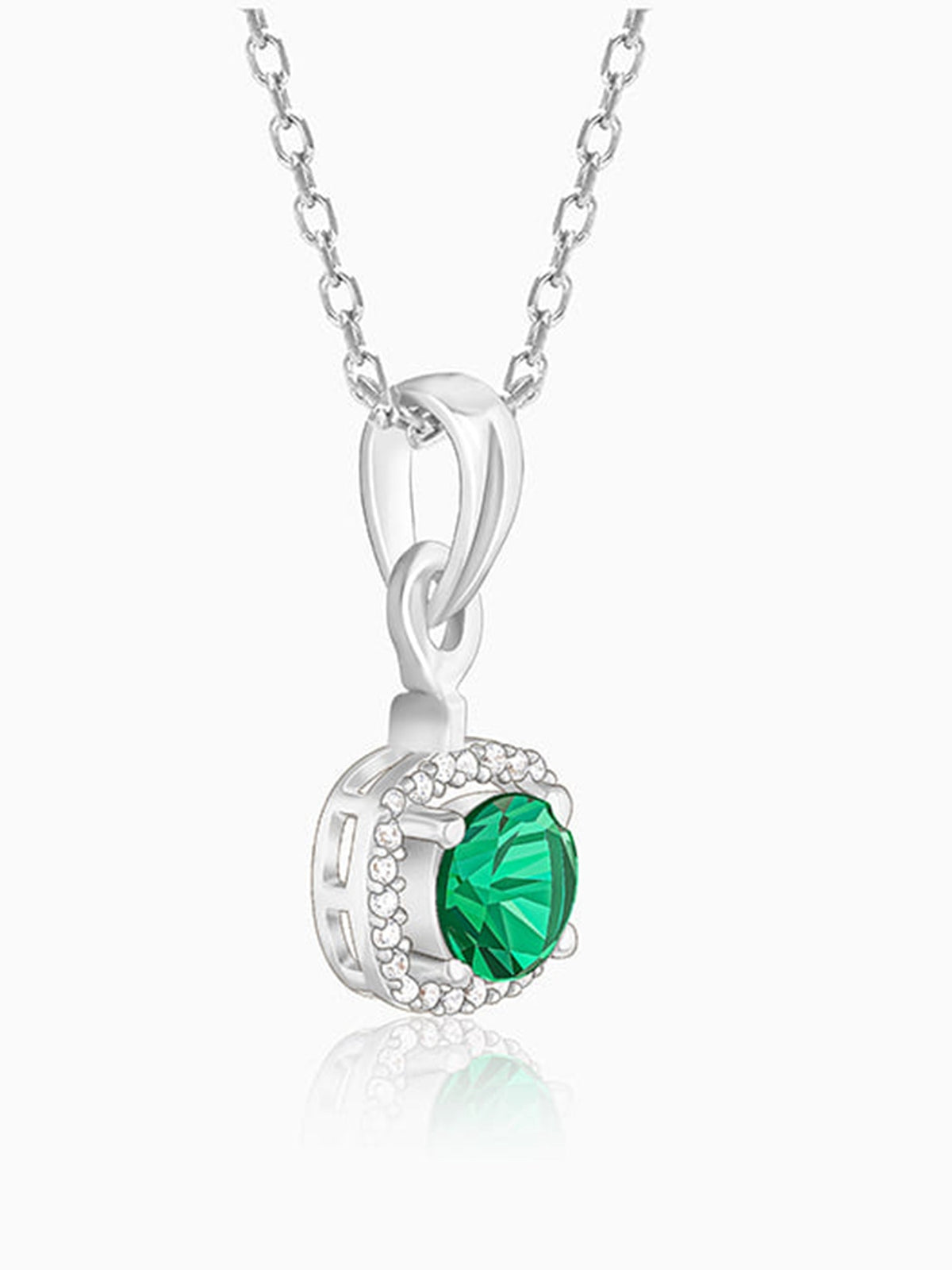 Silver Green Galaxy Pendant With Link Chain