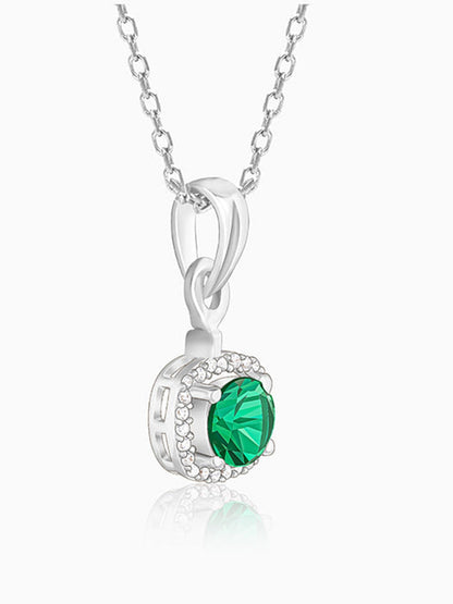 Silver Green Galaxy Pendant With Link Chain