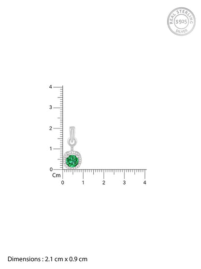 Silver Green Galaxy Pendant With Link Chain