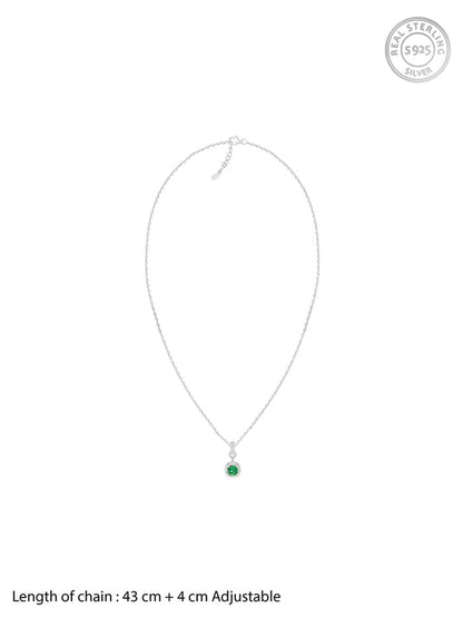 Silver Green Galaxy Pendant With Link Chain