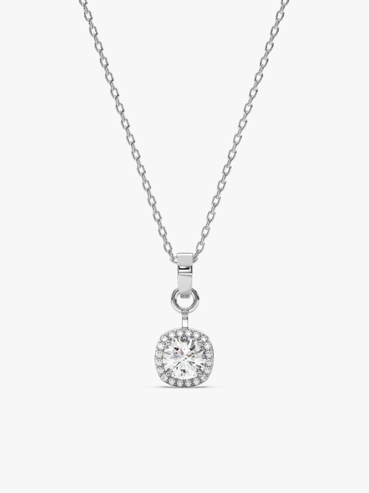 Silver Twilight Solitaire Pendant With Link Chain