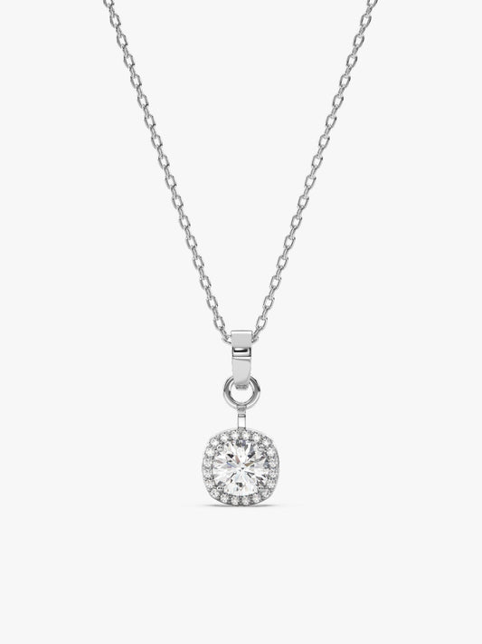 Silver Twilight Solitaire Pendant With Link Chain