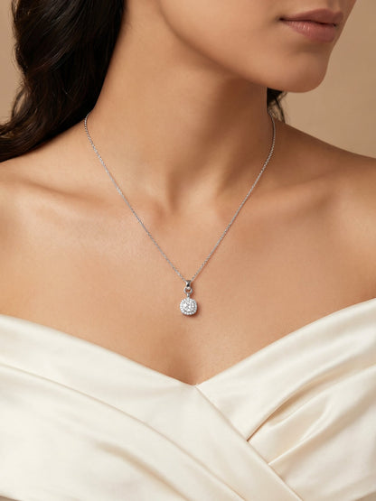 Silver Twilight Solitaire Pendant With Link Chain