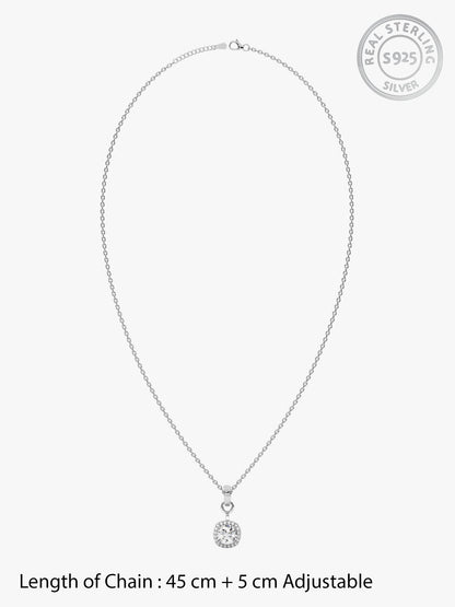 Silver Twilight Solitaire Pendant With Link Chain
