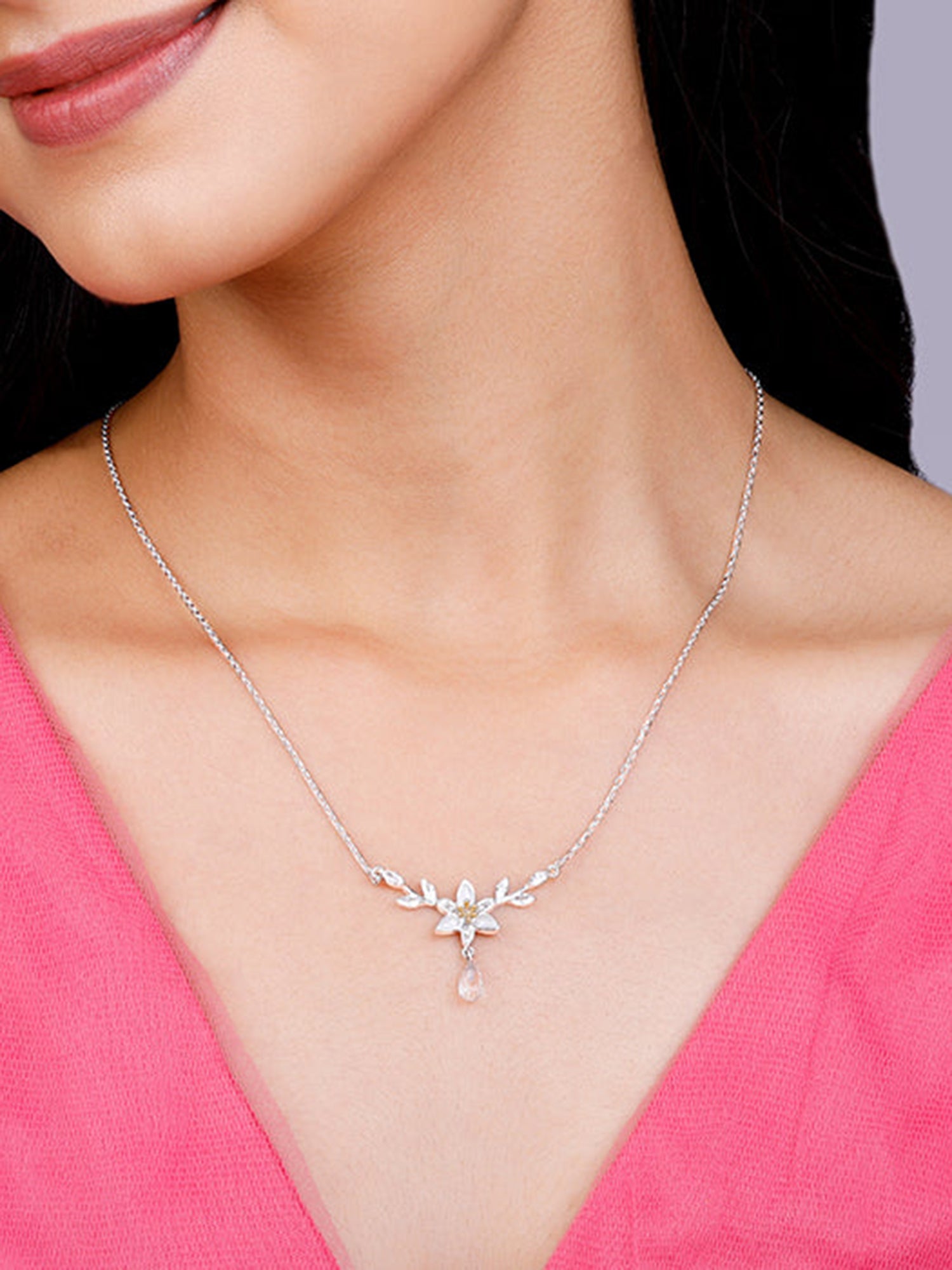 Silver One in a Trillium Necklace