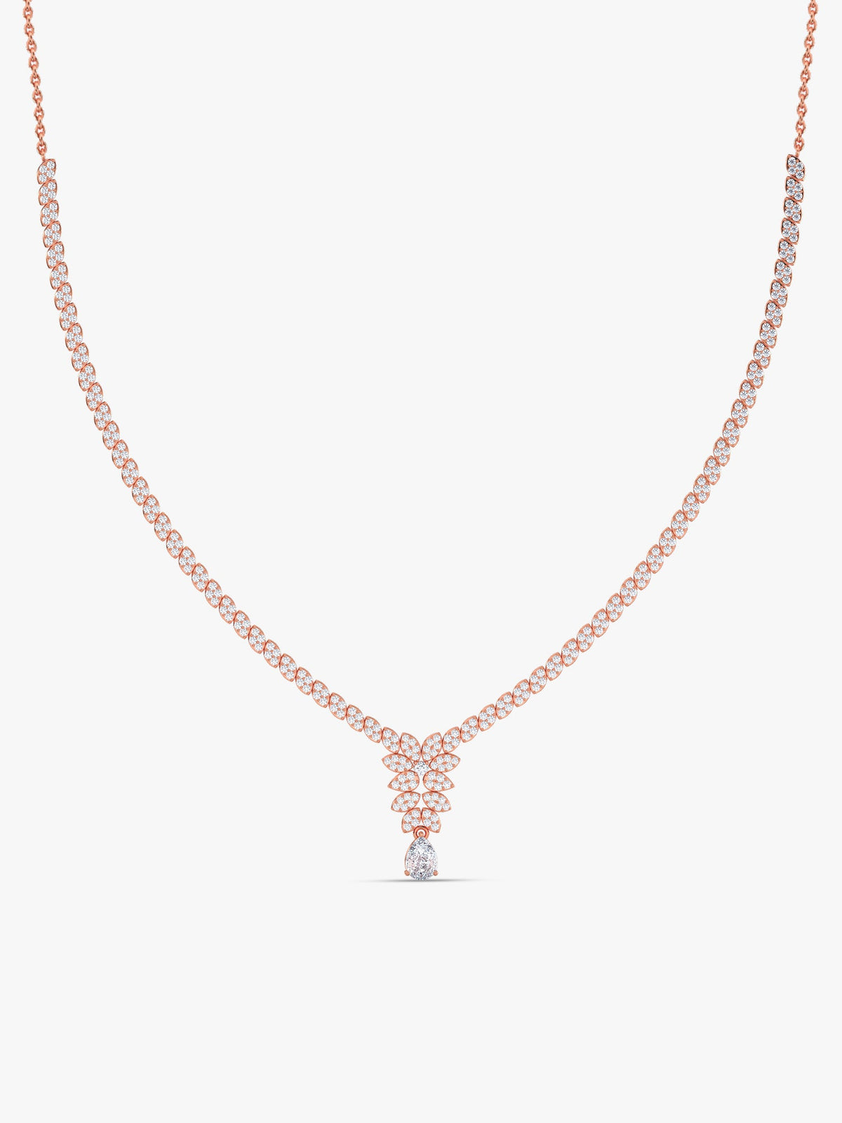 Rose Gold Bridal Floral Necklace