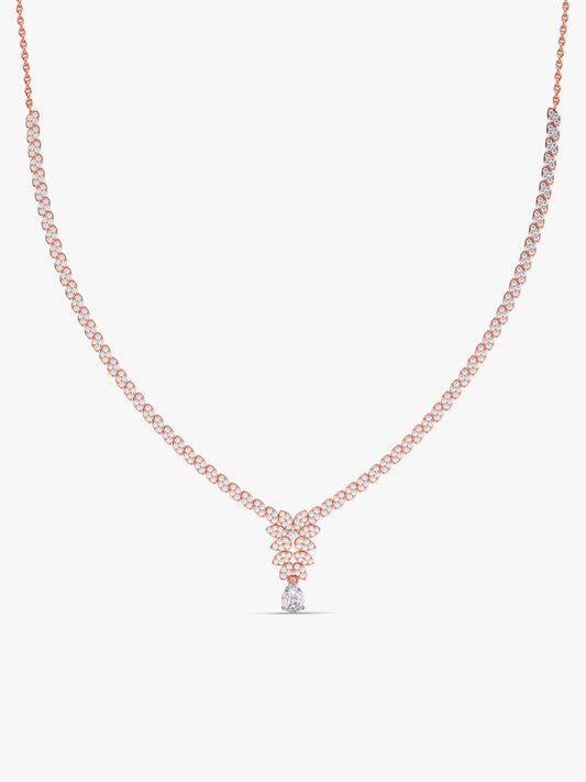 Rose Gold Bridal Floral Necklace