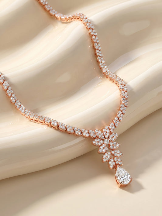Rose Gold Bridal Floral Necklace
