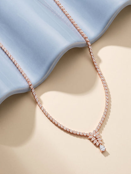 Rose Gold Bridal Floral Necklace