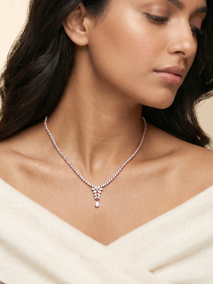 Rose Gold Bridal Floral Necklace