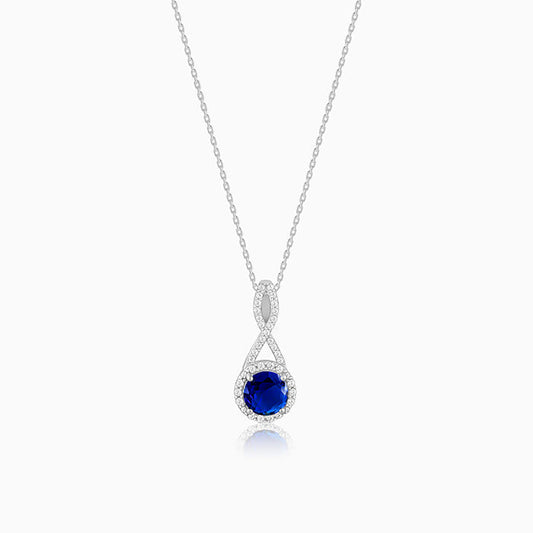 Silver Blue-maze Pendant With Link Chain