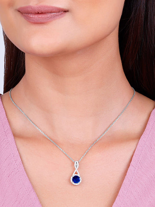 Silver Blue-maze Pendant With Link Chain