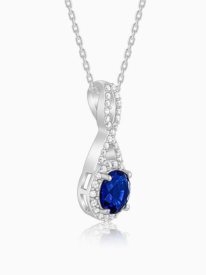 Silver Blue-maze Pendant With Link Chain