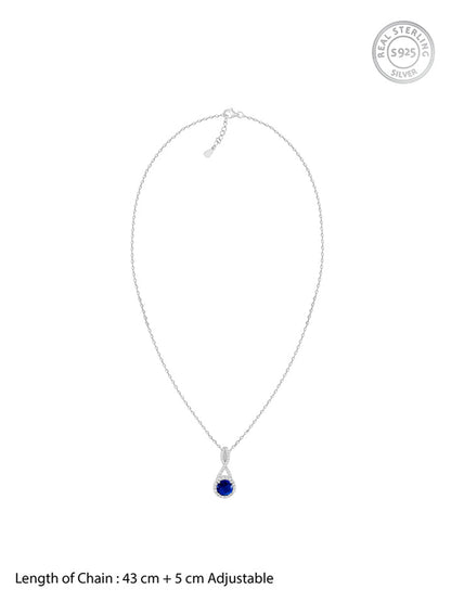 Silver Blue-maze Pendant With Link Chain