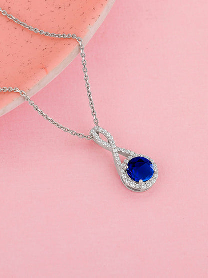 Silver Blue-maze Pendant With Link Chain