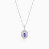 Silver Purple Glance Pendant With Link Chain