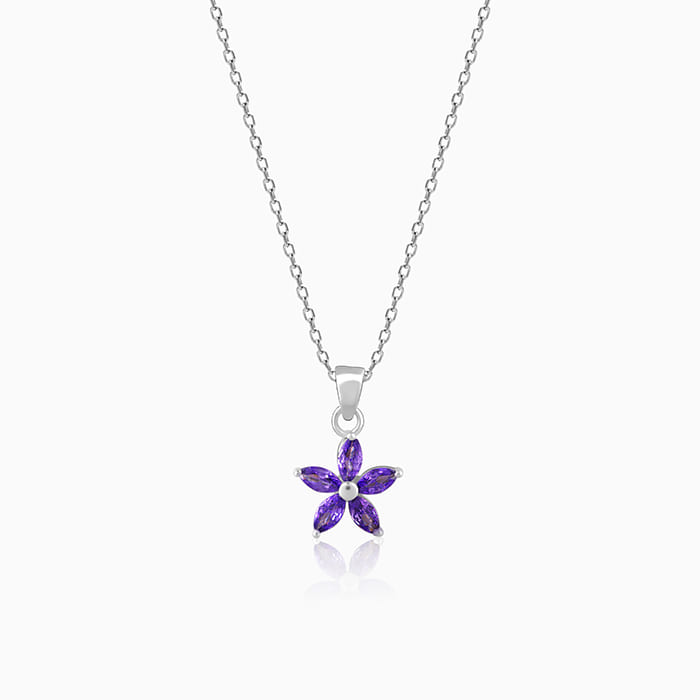 Silver Healing Flower Pendant With Link Chain – GIVA