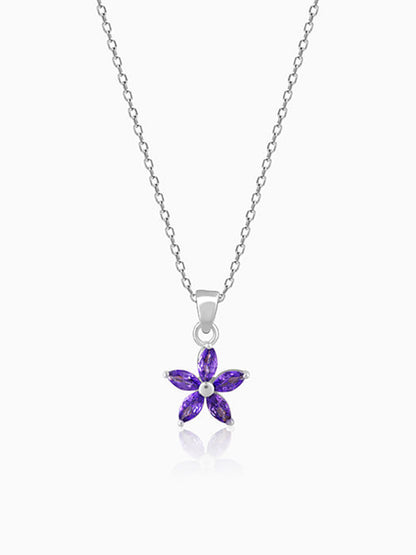 Silver Healing Flower Pendant With Link Chain