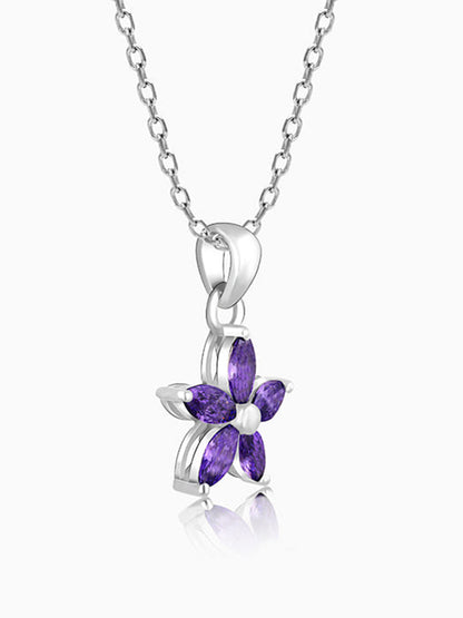 Silver Healing Flower Pendant With Link Chain