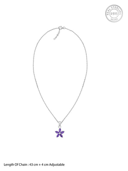 Silver Healing Flower Pendant With Link Chain