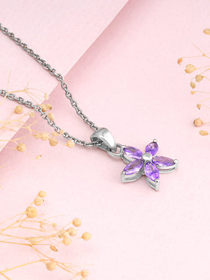Silver Healing Flower Pendant With Link Chain
