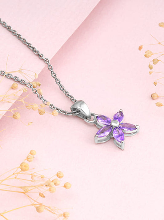 Silver Healing Flower Pendant With Link Chain