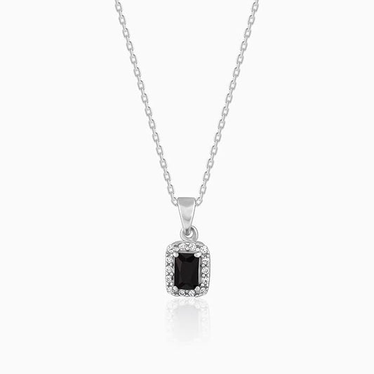 Silver Black Opulence Pendant With Link Chain