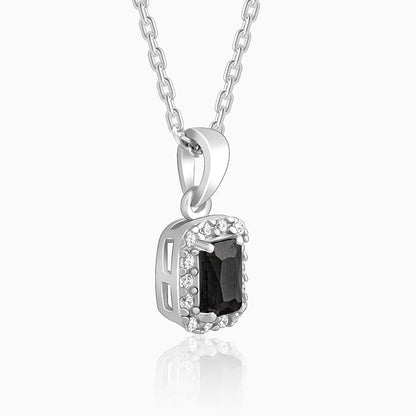 Silver Black Opulence Pendant With Link Chain
