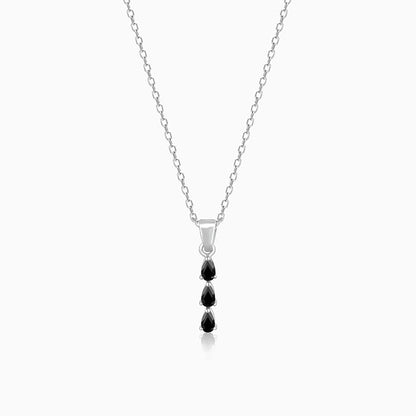 Silver Black Axis Pendant With Link Chain