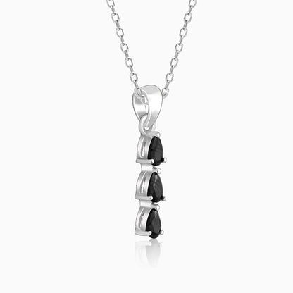 Silver Black Axis Pendant With Link Chain